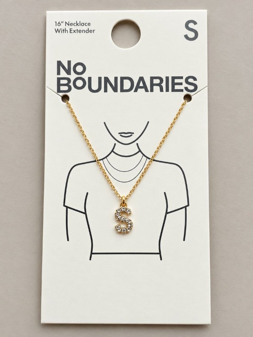 Women’s Initial "S" Pave Stones 16" Necklace